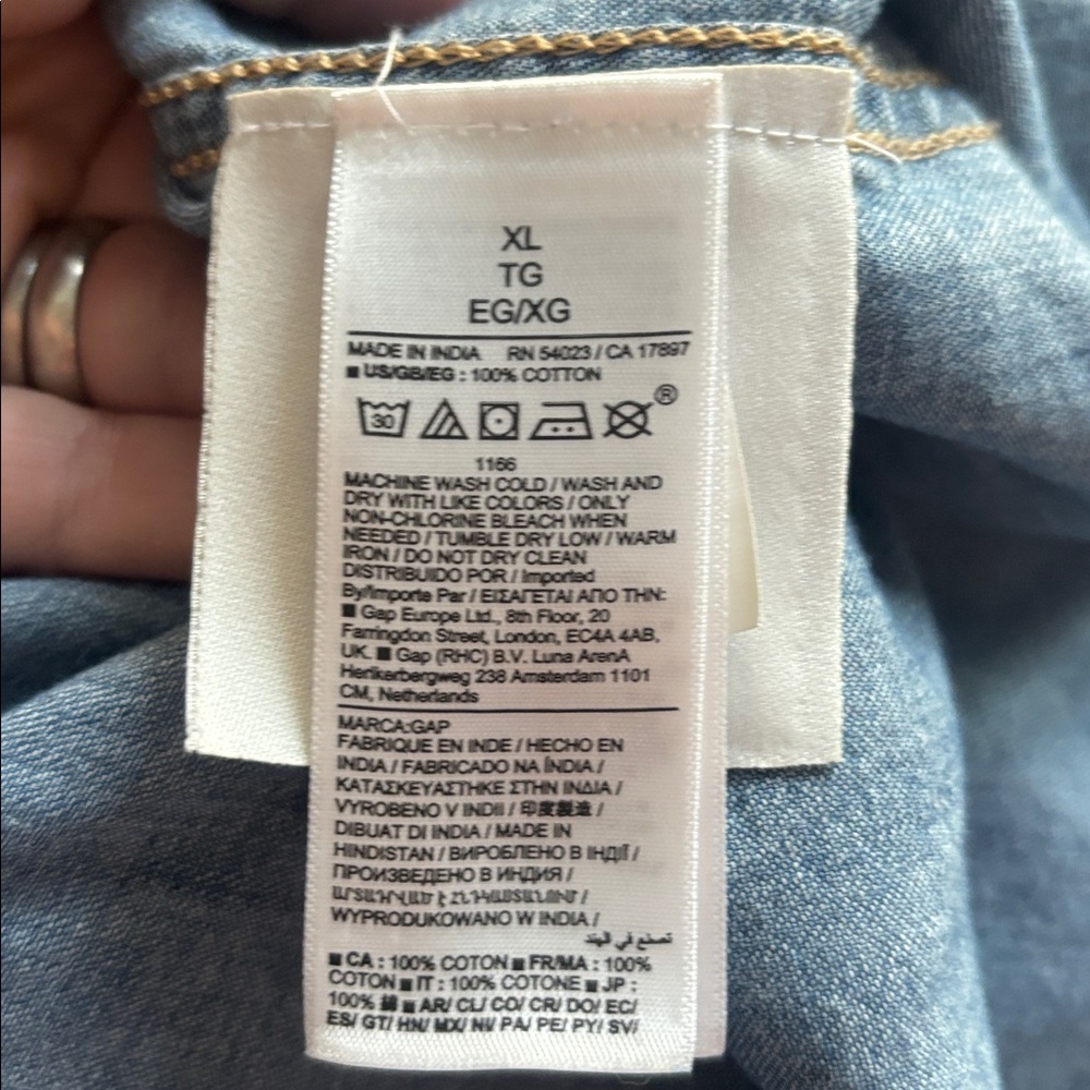 GAP Light Blue Denim Shirt XL - Picture 15 of 15